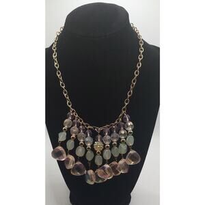 Vintage Multicolor Pastel Iridescent Crystal Necklace 16" Multi Dangels